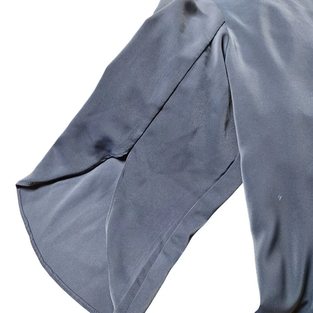 Taohuadao Blouse Womens Size 2XL Blue Split Flutter 3/4 Sleeve Square Neck - Picture 6 of 6